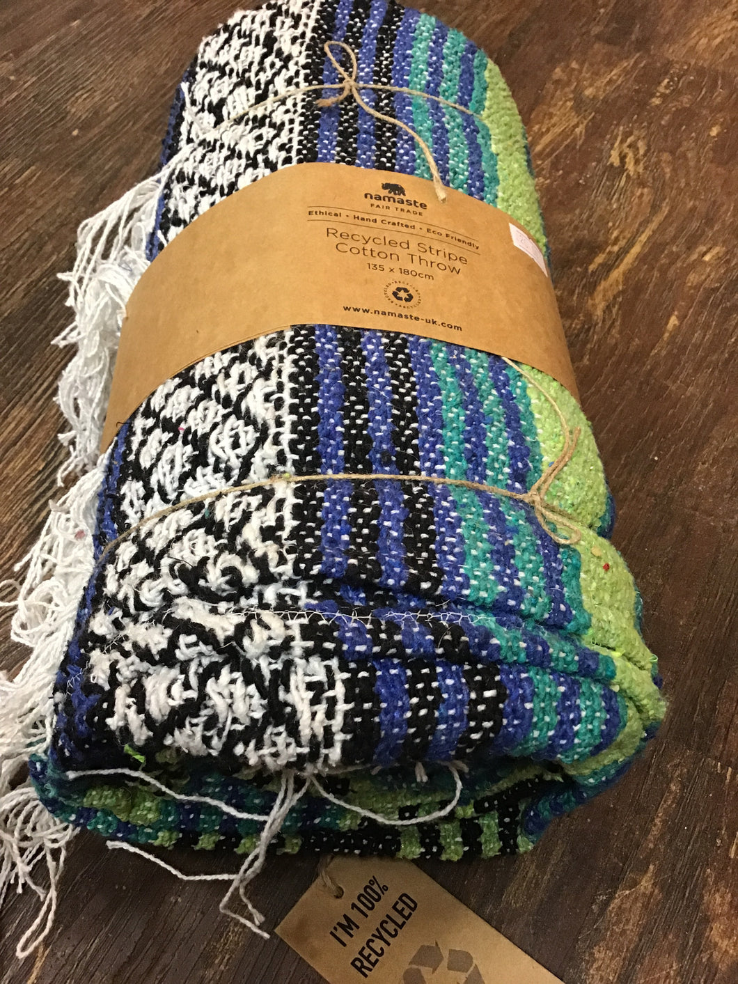 Throw, Recycled Striped Cotton, Various Colours