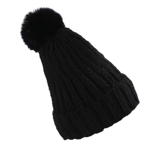 Black Sherpa lined bobble hat