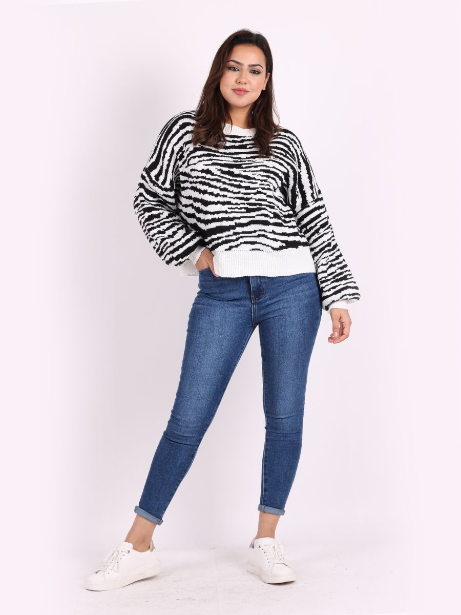 Stripy Lagenlook Cropped Jumper