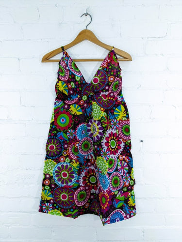 Circle Print Strappy Midi Dress