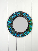 Blue  Scale Round Multi Mosaic Mirror