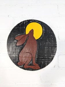 Round Hare and Moon Plaque