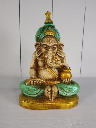 Turquoise & Gold Resin Ganesh Ornament 20x12cm