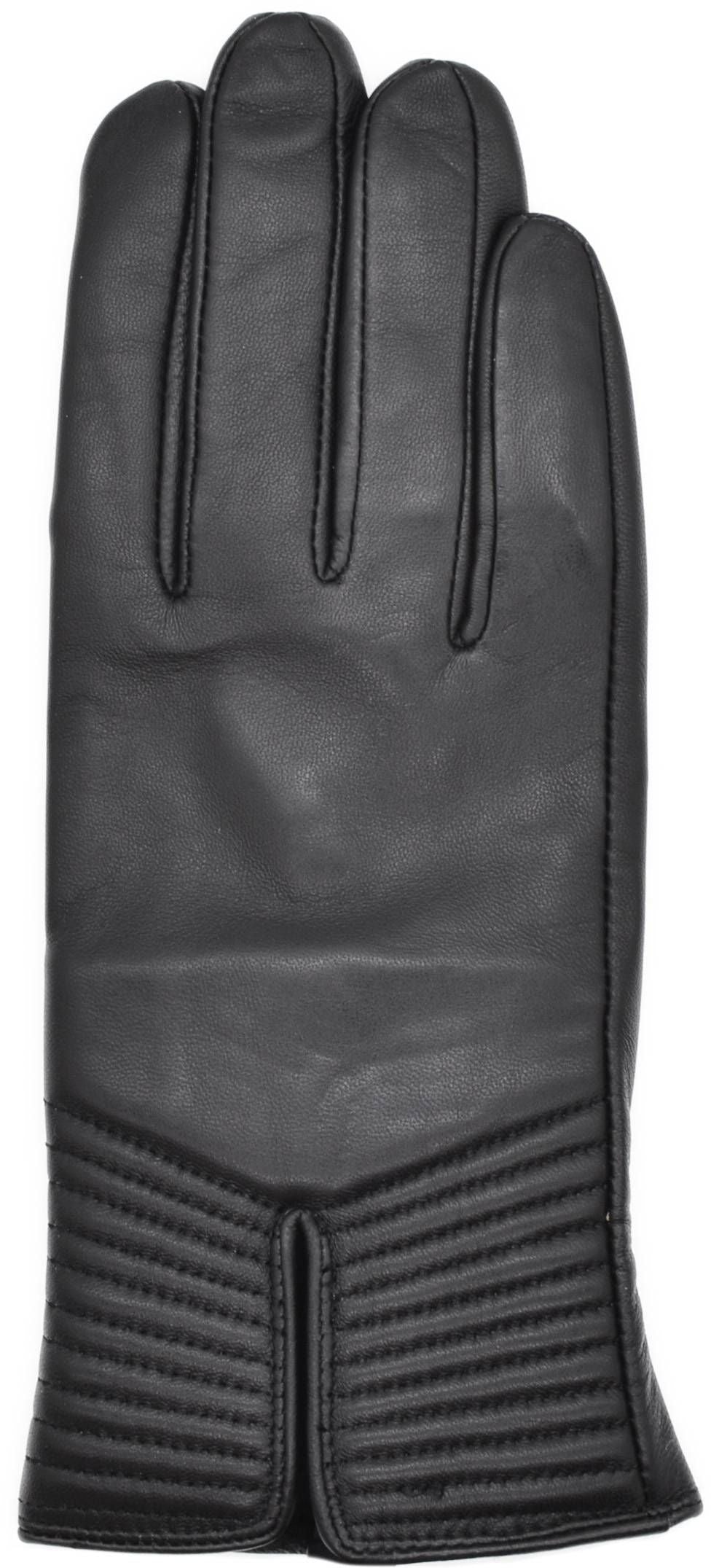 Ribbed Cuff Real Leather Gloves