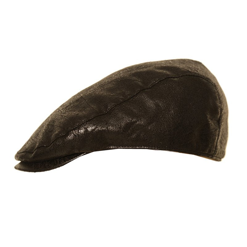 Unisex Leather Look Flat Cap