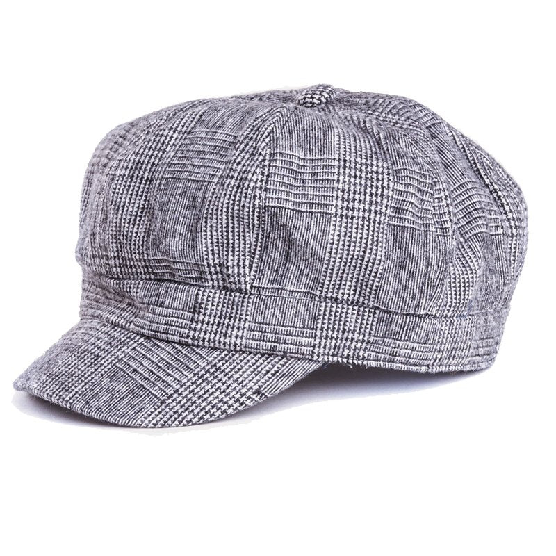 Ladies Check Bakerboy with Velcro