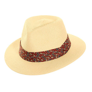 Paisley Fedora Straw One Size